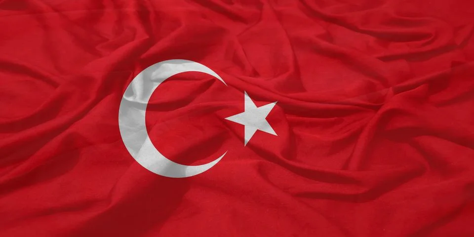 Turkey    Fluttering flag texture view Stock Photos