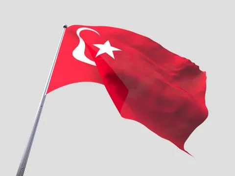 Turkey flying flag isolate on white background Stock Illustration