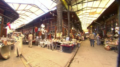 Turkey gaziantep coppersmiths bazaar Stock Footage 166815405