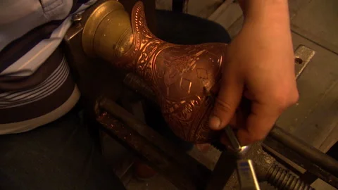 Turkey gaziantep coppersmiths bazaar Stock Footage 166815418
