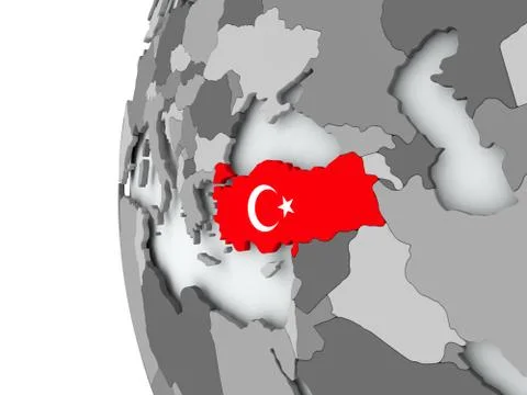 Turkey on globe with flag Stock Illustration