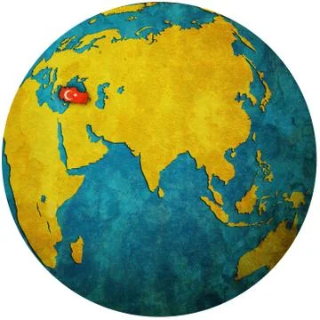 Turkey on globe map Stock Illustration