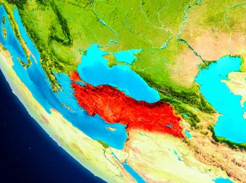 Turkey on globe from space Illustrazione stock