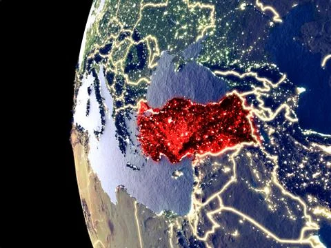 Turkey on globe from space Stock Photos