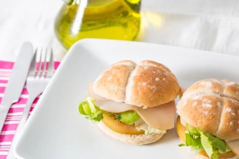 Turkey ham sandwich Stock Photos