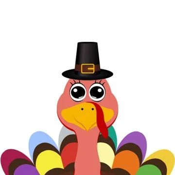 Turkey in hat on Thanksgiving Day, vector illustration Stock Illustration