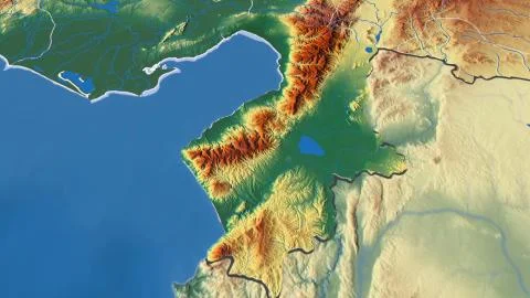 Turkey - Hatay outlined on physical map Stock Illustration