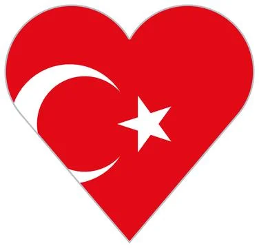 Turkey heart-shaped flag Stock Illustration