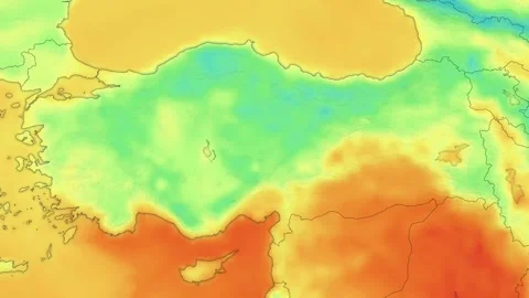 Turkey Heatwave Map with Weather Forecast Animation 4K Stock Footage 341800033