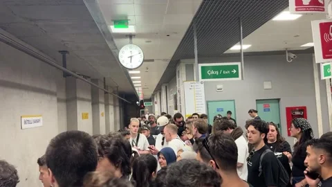 Turkey: Heavy crowds pack Istanbul metro ahead of Kanye West concert Stock Footage 336101613