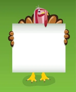 Turkey holding blank sheet of paper Stock Illustration