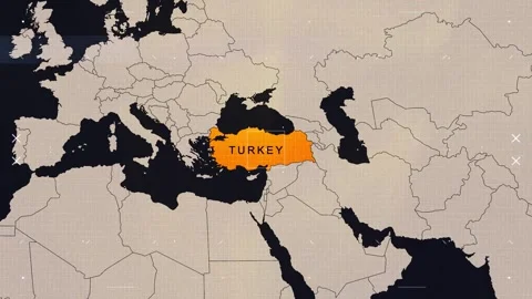 Turkey HUD News Map Stock Footage 343328467