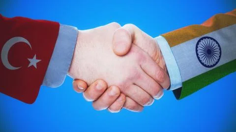 Turkey - India / Handshake Concept Stock Illustration
