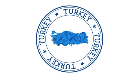 Turkey intro. Badge with the circular name and map of country. Turkey round l... Stock Footage 231098286