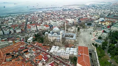 Turkey, Istanbul: From an elevated perspective, the sprawling city of is shown Stock Photos