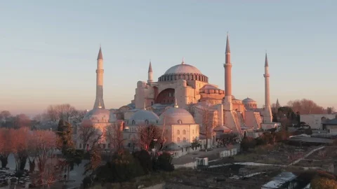 Turkey Istanbul Elevated view of the Hagia Sophia Mosque Stock Footage 124730366