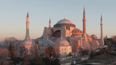 Turkey Istanbul Elevated view of the Hagia Sophia Mosque Video stock 124730368