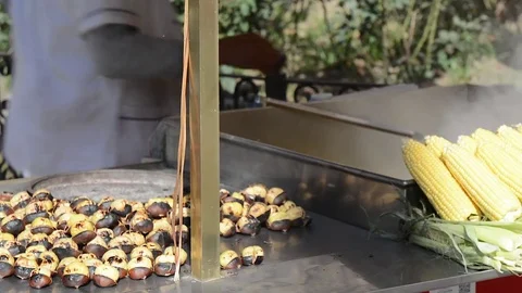 Turkey. Istanbul. fried chestnuts. corn Stock Footage 84265907