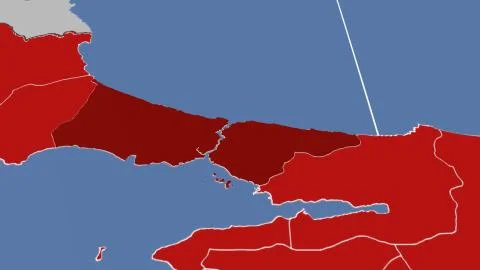 Turkey - Istanbul outlined on solid map Stock Illustration