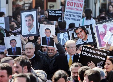 Turkey Journalists Protest Coup Plot - Mar 2011 Stock Photos