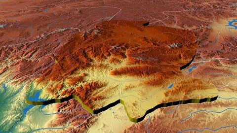Turkey - K-Maras extruded on physical map Stock Illustration