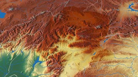 Turkey - K-Maras outlined on physical map Stock Illustration