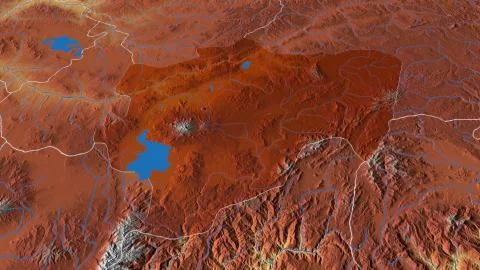 Turkey - Kayseri outlined on physical map Stock Illustration