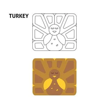 Turkey Line Coloring Book Stock Illustration