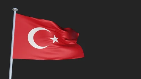 Turkey - Loopable 3D flag animation with Alpha Channel and Transparency for y Stock Footage 91469288