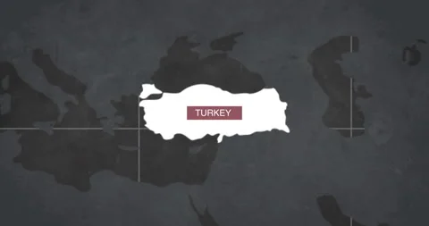 Turkey map 4K against blue animated background stock video Stock Footage 217976431