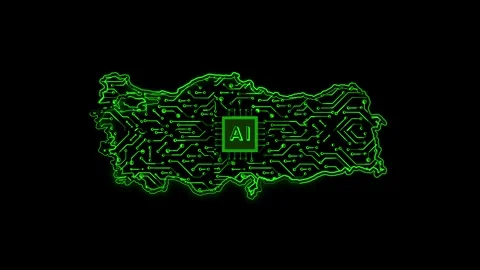Turkey Map AI Chipset Technology Opener Stock Footage 337082378