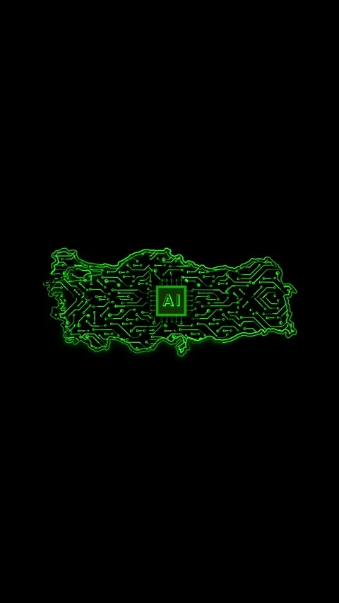 Turkey Map AI Chipset Technology Opener Stock Footage 337172893