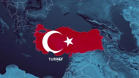 TURKEY Map and Flag 4K Stock Footage 343328878