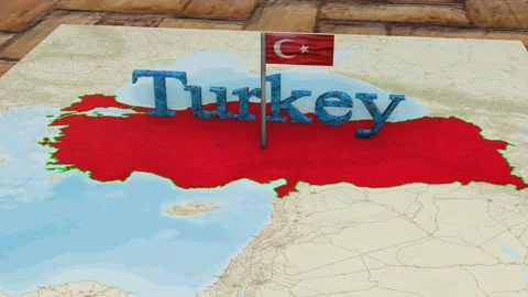 Turkey Map and Turkey Flag Stock Footage 271524818