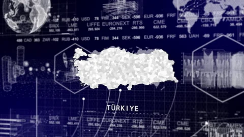 Turkey Map Animation Loop | Growth, GDP, Oil Economy &amp; Development Insights Stock Footage 331575913