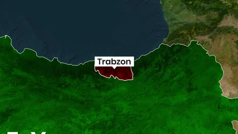 Turkey Map Animation Showing Trabzon Province Boundary and Label Stock Footage 340491992