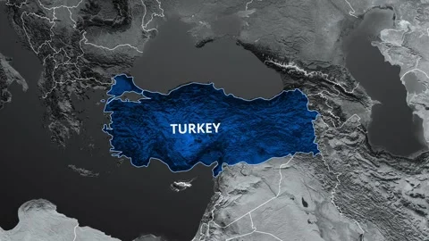 TURKEY Map Blue Color 4K Stock Footage 343328921