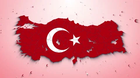 Turkey Map Bright Red with Shadow and Particles Stock Footage 164070604