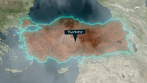 Turkey Map - Clouds Effect Stock Footage 266879683
