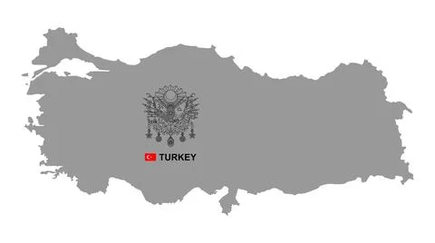 Turkey map with coat of arms Illustrazione stock