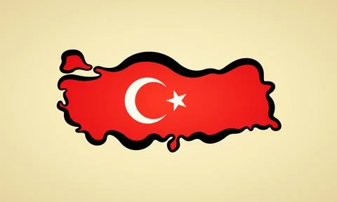 Turkey - Map colored with flag Stock Illustration