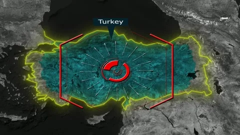 Turkey Map - Cyber Attack Stock Footage 268605676