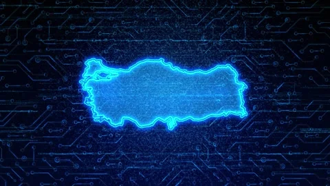 Turkey Map Digital Technology Opener Stock Footage 335082612