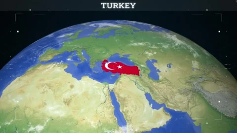 Turkey Map from Earth with Flag Stock Footage 343328607