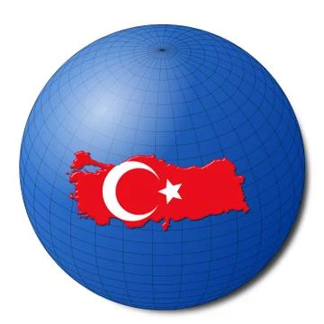 Turkey map flag on abstract globe illustration Stock Illustration