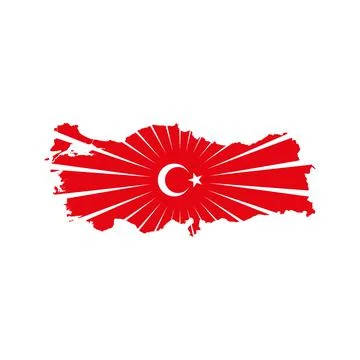 Turkey map, flag and converging white lines in the middle. Vector drawing. Stock Illustration