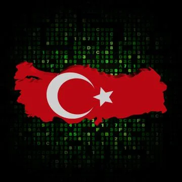 Turkey map flag on hex code illustration Ilustración de archivo
