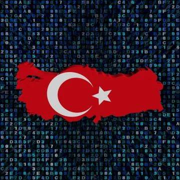 Turkey map flag on hex code illustration Stock Illustration