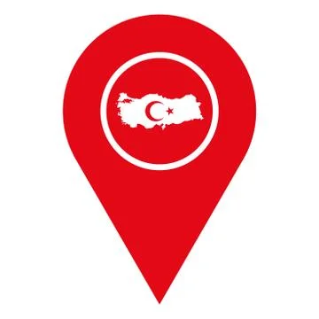 Turkey map flag location pin vector Stock Illustration
