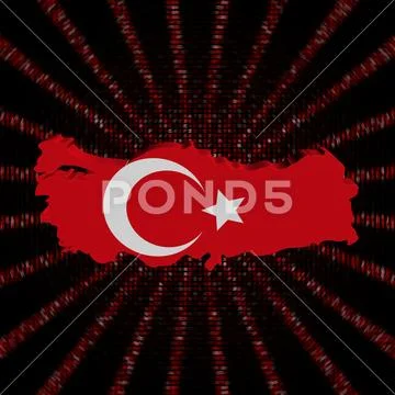 Turkey map flag on red hex code burst illustration 스톡 일러스트
